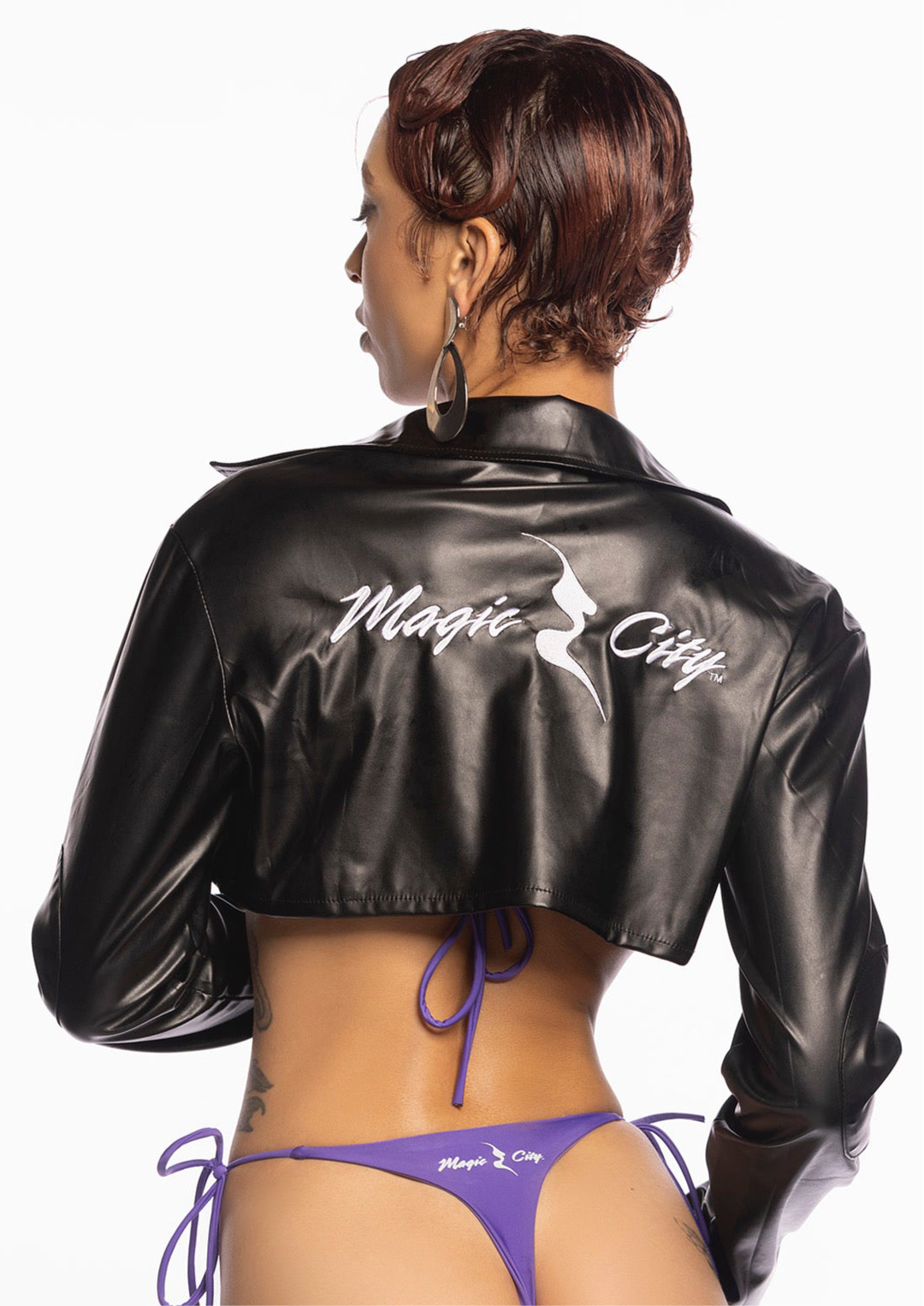 Black Crop Motorcycle Jacket
